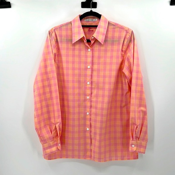 Foxcroft Plaid Wrinkle Free Button Down Shirt - Pink/Orange - 10 - Picture 1 of 7
